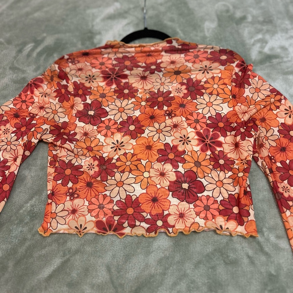 Floral Long Sleeve Sheer Top - Picture 5 of 5